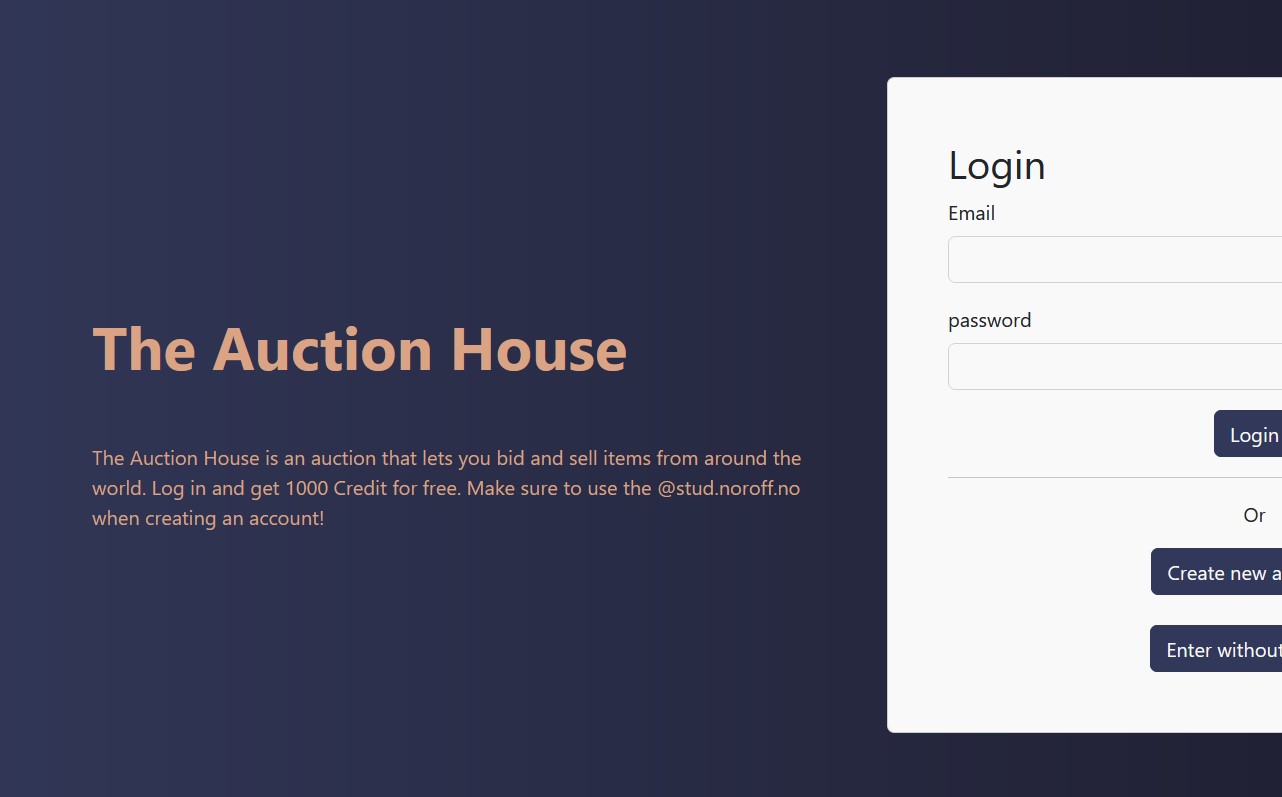 Picture of the webpage The Auction House